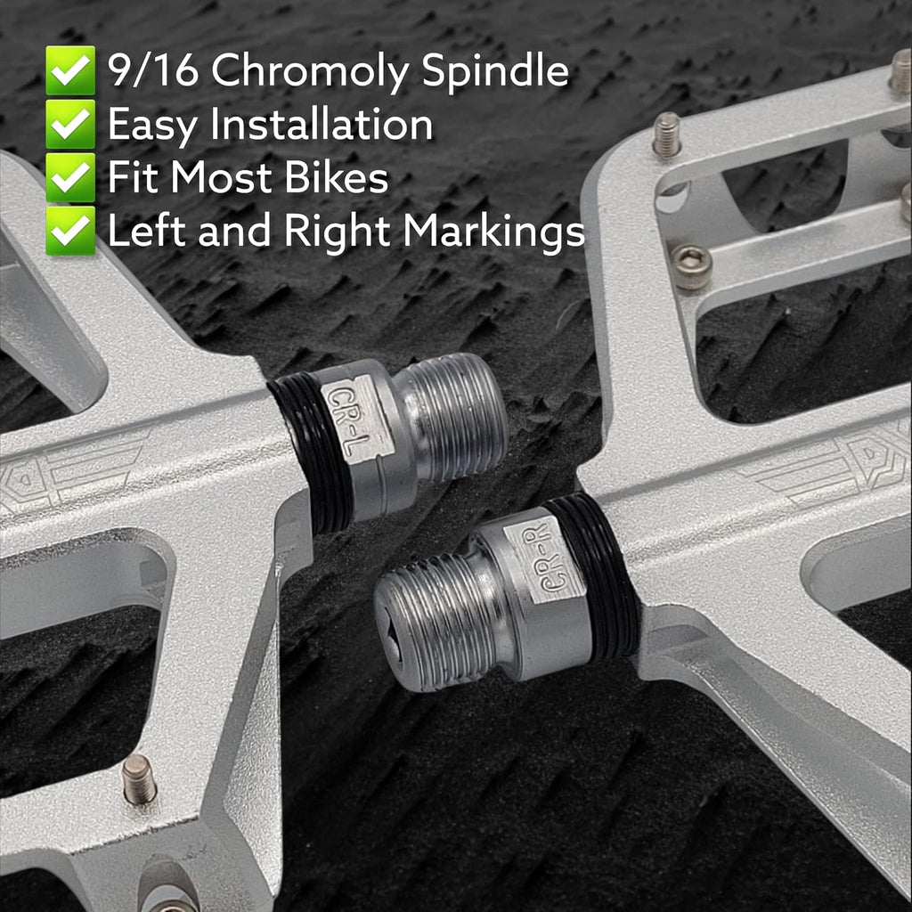 PDX A8 Mountain Bike Pedals, MTB Bike Pedals, Bicycle Pedals, MTB Pedals, CONCAVE Platform Anti-Slip Lightweight Aluminum Wide Platform 16 PINS