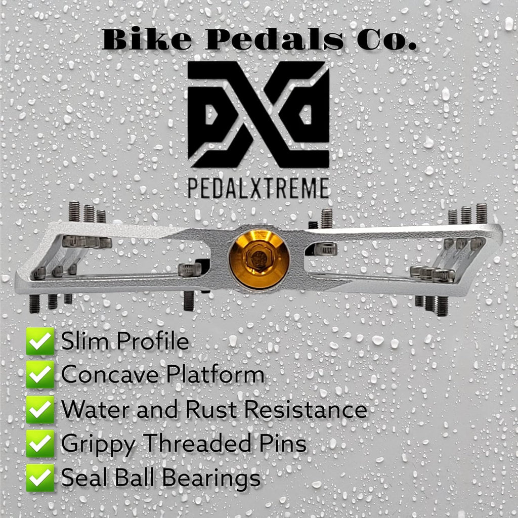 PDX A8 Mountain Bike Pedals, MTB Bike Pedals, Bicycle Pedals, MTB Pedals, CONCAVE Platform Anti-Slip Lightweight Aluminum Wide Platform 16 PINS